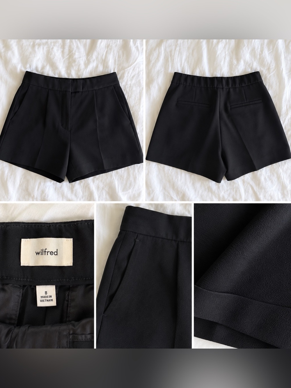 Wilfred Aritzia Black High Rise Tailored Shorts Size 8